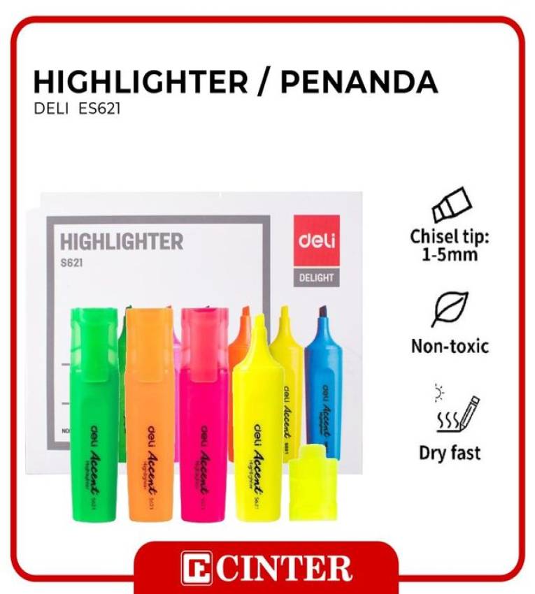 10 Lot de surligneurs "Deli" aux couleurs vives – Idéal pour l’étude et le bureau